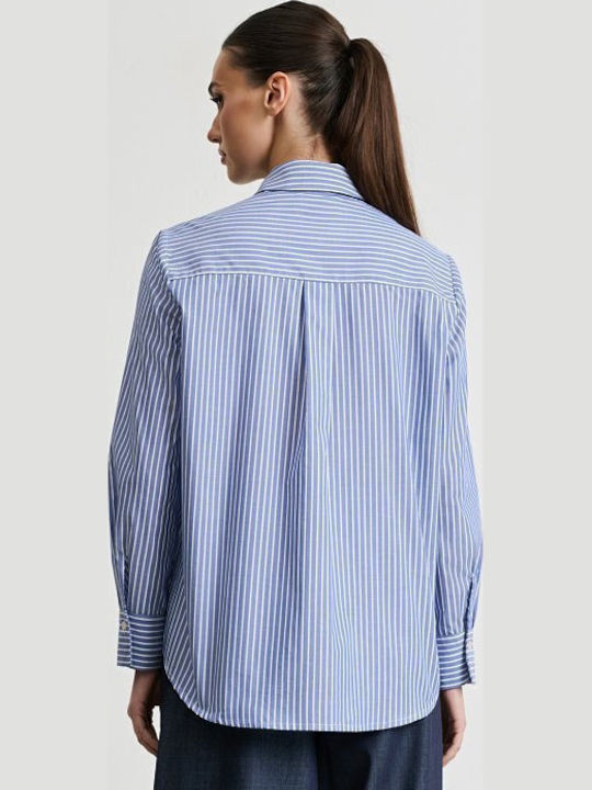 Long Sleeve Women's Shirt Blue Striped