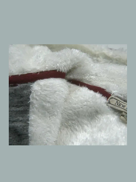 Kinder-Strickjacke Pelzige mit Kapuzen Grau