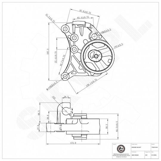 Left Engine Mount Chrysler Voyager Iv Dodge Caravan 4861269ab