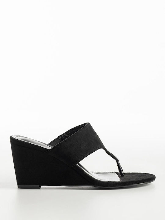 Mules Suede Platformă Cu Toc Separabil Dama 9898-2 Negru Sintetic Suede