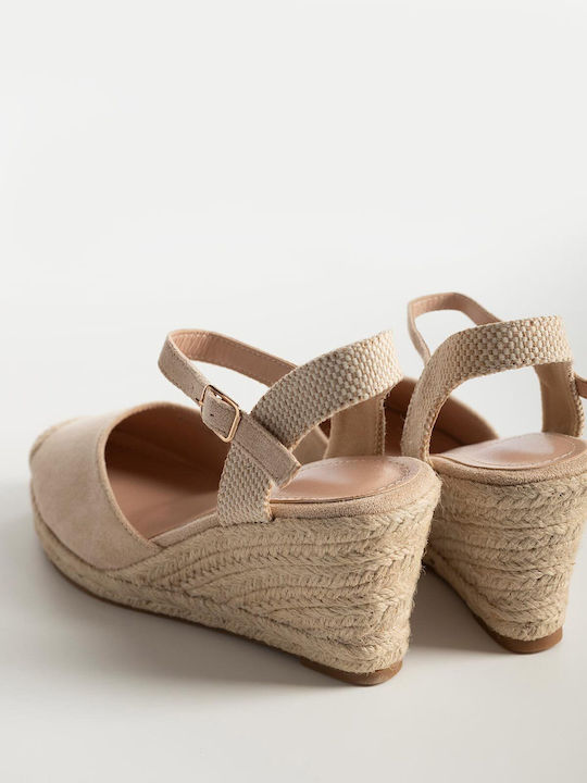 Damenplattformen Suede Schnur In Der Sohle & Barette Damenplattformen 77-609 Beige Synthetic Suede