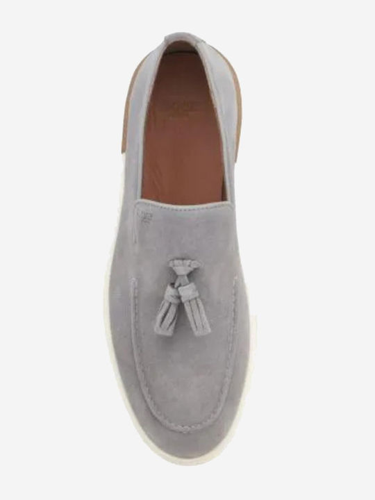 Suede Men's Loafers In Grey Colour