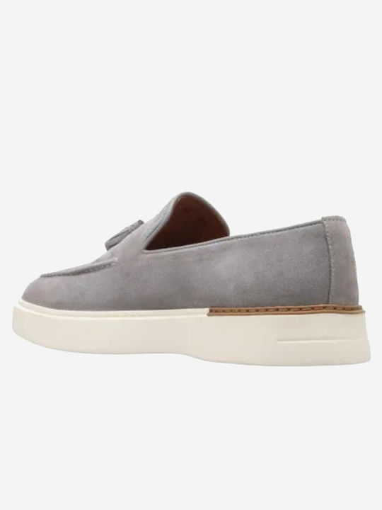 Suede Men's Loafers In Grey Colour