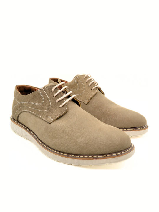 Herren Freizeitschuhe Aus Leder Beigen DR431 Taupe Nubuck
