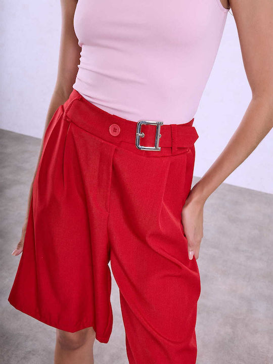 Celestino Women's Bermuda Decorative Buckle Red