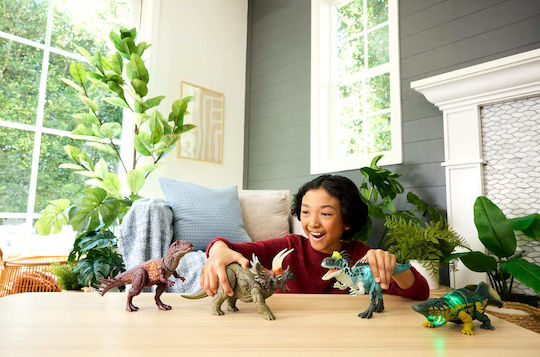 Action Figure Wild Roar Triceratops Jurassic World Dinosaur with Sounds and Light for 4+ Years