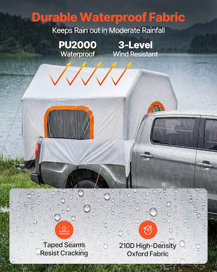 Vevor Camping Tent Tunnel Car Inflatable Storage White 3 Seasons for 3 People 220x165x183cm