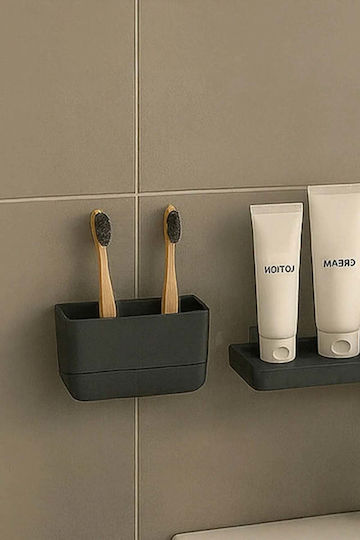 SteweHome Βάση Στήριξης Οδοντόβουρτσας Πλαστική Μαύρη 5210357185625