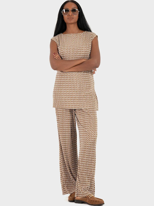 Damen Stoffhose Braun