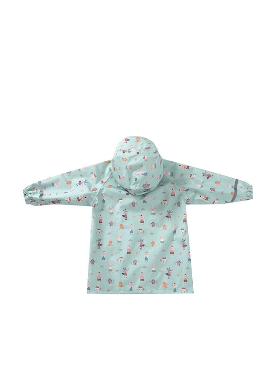 Waterproof Kids Casual Coat Long with Hood Green