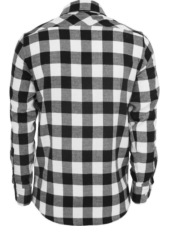 Long-sleeved Flannel Shirt Checked Βlack/White
