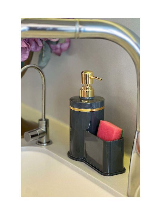SteweHome Kitchen Plastic Dispenser with Sponge Holder Grey
