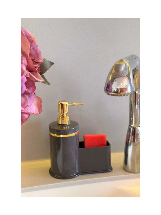 SteweHome Kitchen Plastic Dispenser with Sponge Holder Grey