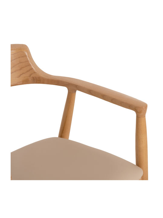 Rubberwood Dining Room Armchairs Wooden Beige 2 Pieces 58x54x78cm