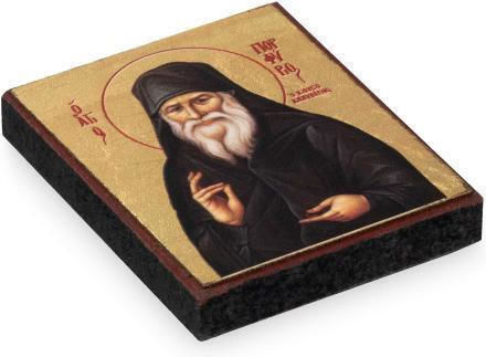 Saint Porphyrios the Kavsokalyvite Canvas Icon Gold Background 6 X 5 Cm