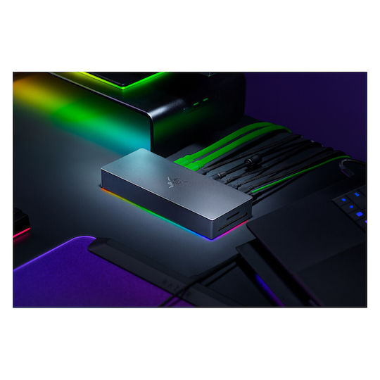 Razer Thunderbolt 5 Dock Chroma Thunderbolt 5 Докинг станция с 4K PD Ethernet и свързване на 3 монитора Черен