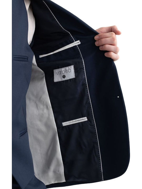 Men's Groom's Suit with Vest Slim Fit Blue 100-25-Rossi