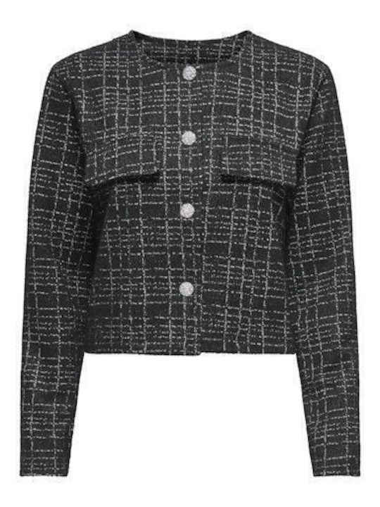 Long Women's Cardigan with Buttons in Black Colour