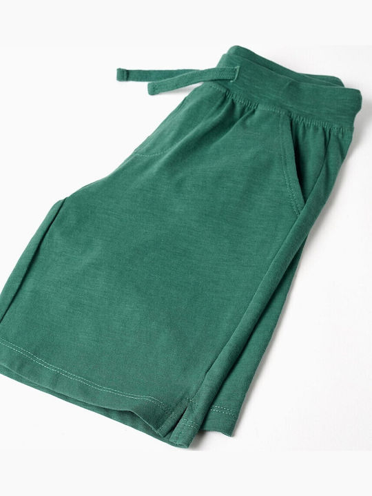 Kids Set with Shorts Summer 2 Pieces Ecru Green