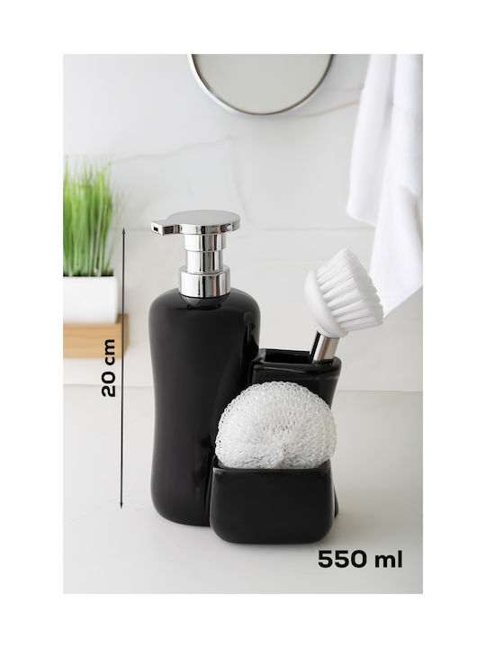 SteweHome Dispenser Κουζίνας από Πορσελάνη Μαύρο 550ml