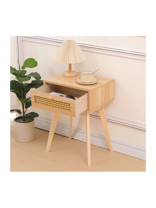 Κομοδίνο Scandy Ξύλινο Μπεζ 48x36x55cm