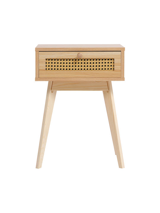 Κομοδίνο Scandy Ξύλινο Μπεζ 48x36x55cm