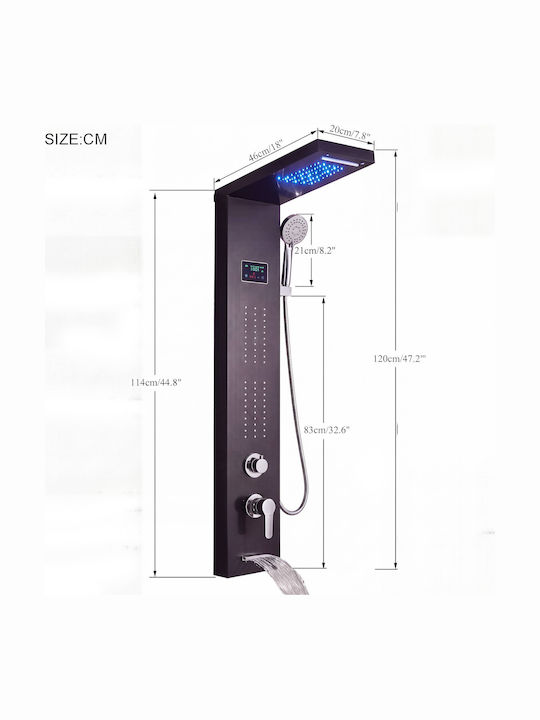 Naron Hydromassage Shower Column 120cm Black