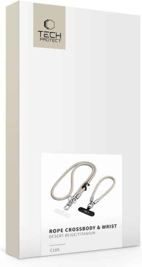 Mobile Phone Crossbody & Hand Strap Tech-Protect C10s Rope Titanium Beige