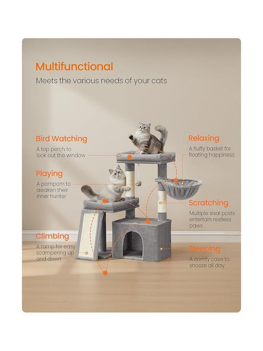 Feandrea Scratching Post Cat Tree Grey 60.2x40x85.8cm
