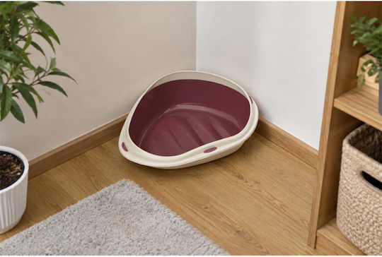 Ladă de nisip pentru pisici Colț Roz L49 x l40 x Î17.5cm