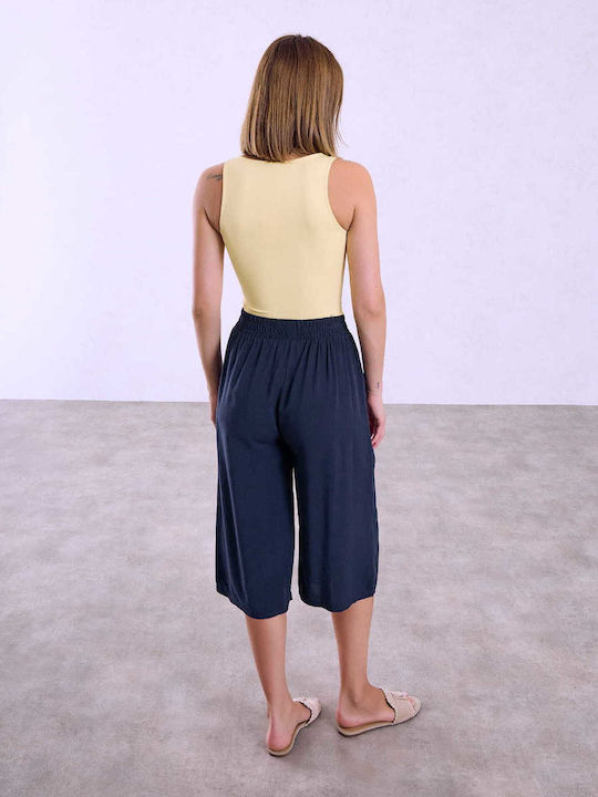 Celestino Γυναικεία Ψηλόμεση Ζιπ Κιλότ με Λάστιχο Loose Fit Celestino Γυναικεία Ψηλόμεση Ζιπ Κιλότ με Λάστιχο Loose Fit