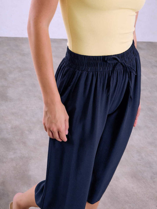 Celestino Zip Culottes Solid Loose Fit Dark Blue
