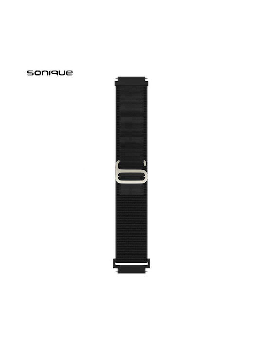 Nylon Alpine Loop Band Sonique 22mm Samsung Huawei Amazfit Xiaomi Honor Black Strap