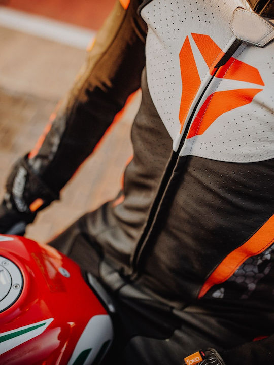 Costum de piele pentru motociclist Armr galben Seca Srs One