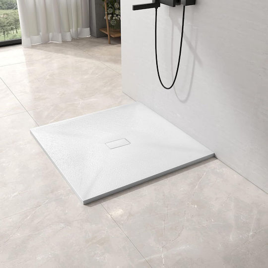 Slim Τετράγωνη Πορσελάνινη Ντουζιέρα 90x90cm Λευκή