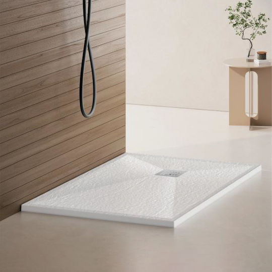 Rectangular Porcelain Shower White Slim 80x120x6.5cm