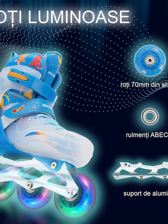 Action One Blaue Dinosaurier Einstellbare Inline Skates Größe M 33-37 Blau