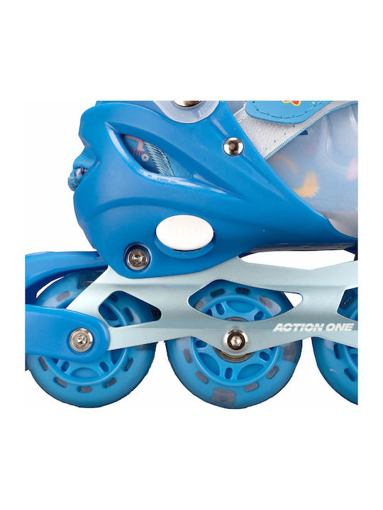 Action One Blaue Dinosaurier Einstellbare Inline Skates Größe M 33-37 Blau