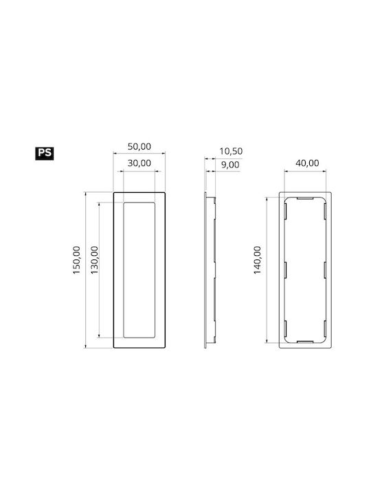 Convex Σειρά 1507ps-s19s19 Χούφτα Πόρτας Μαύρη 1507PS-S19S19