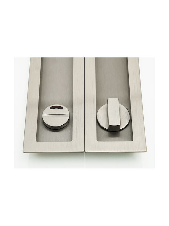 Convex Door Flush Handle with Key Hole Silver 50mm 1507ZSAF-S05S05