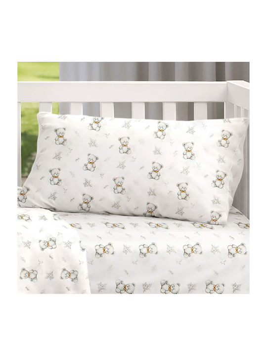 Dimcol Bear Fata De Pernă Pentru Bebeluși Din 100% Bumbac Alb-Gri 45x35cm