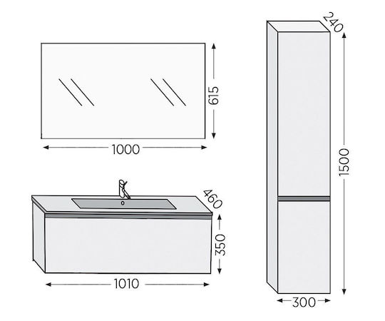 Furnibath Баня Маса със Смесител и Огледало Орех