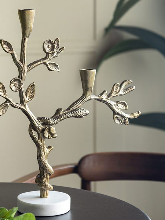 Artekko Branch Κηροπήγιο Μεταλλικό σε Χρυσό Χρώμα 31.8x38.1x10.2εκ.