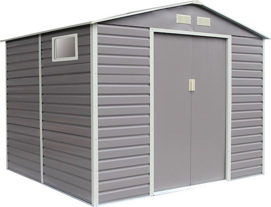 Metallisches Gartenhaus Evan Plus Grau mit Lüftungsschlitzen M3.4xP3.82xH2.26m