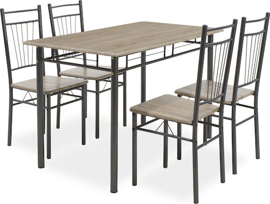 Τραπέζι Κουζίνας Roza με 4 Καρέκλες 120x70εκ. Sonoma / Ανθρακί