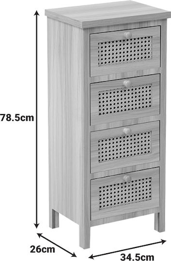 Συρταριέρα Κρεβατοκάμαρας Ξύλινη Scandy 44x26x78.5εκ.