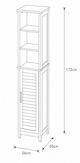 Evideco Badezimmersäule Boden H35xB26xH173cm Natürlich