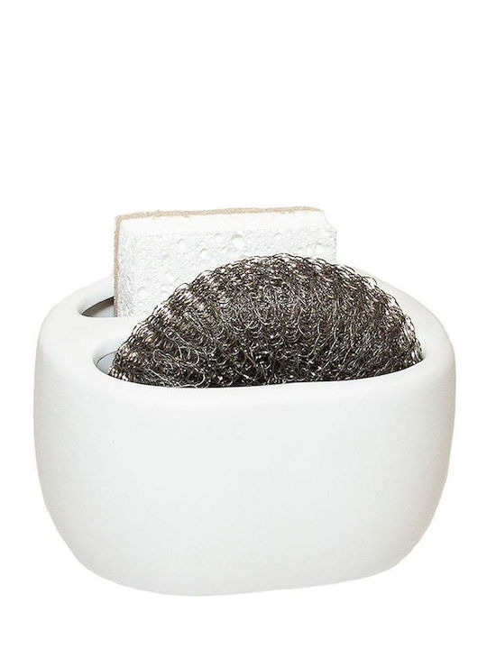 Andrea House White Aluminum Sponge Holder 13.5x10x11cm