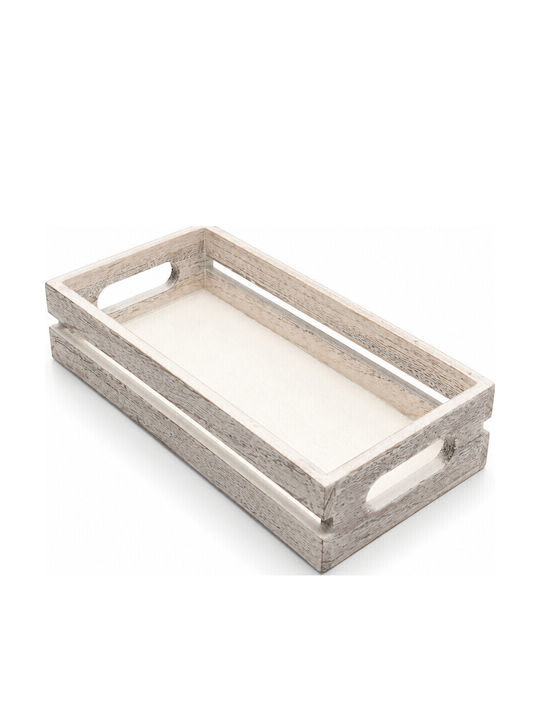 Yuk Ψωμιέρα Ξύλινη Λευκή 27x14x6cm
