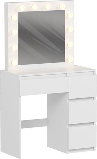 Keitlin Wooden Makeup Dressing Table White with Mirror 80x20.35x140cm
